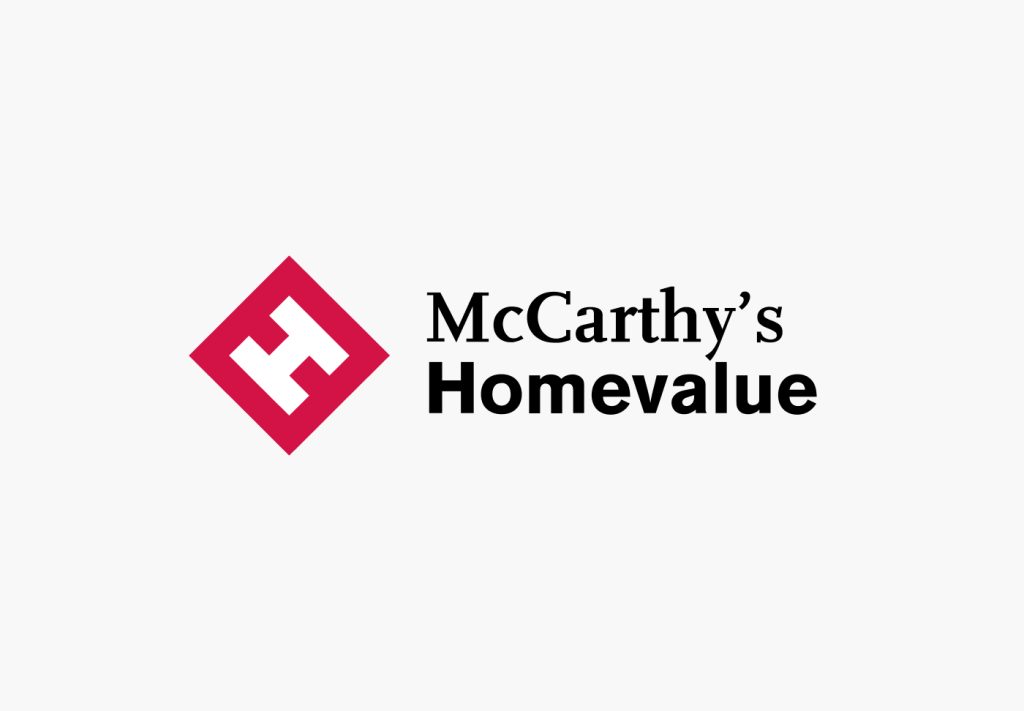 McCarthy's Homevalue logo, colour version on white
