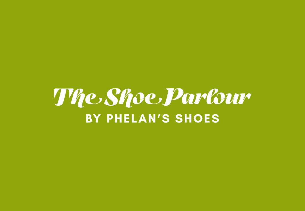 The Shoe Parlour logo, white on olive green