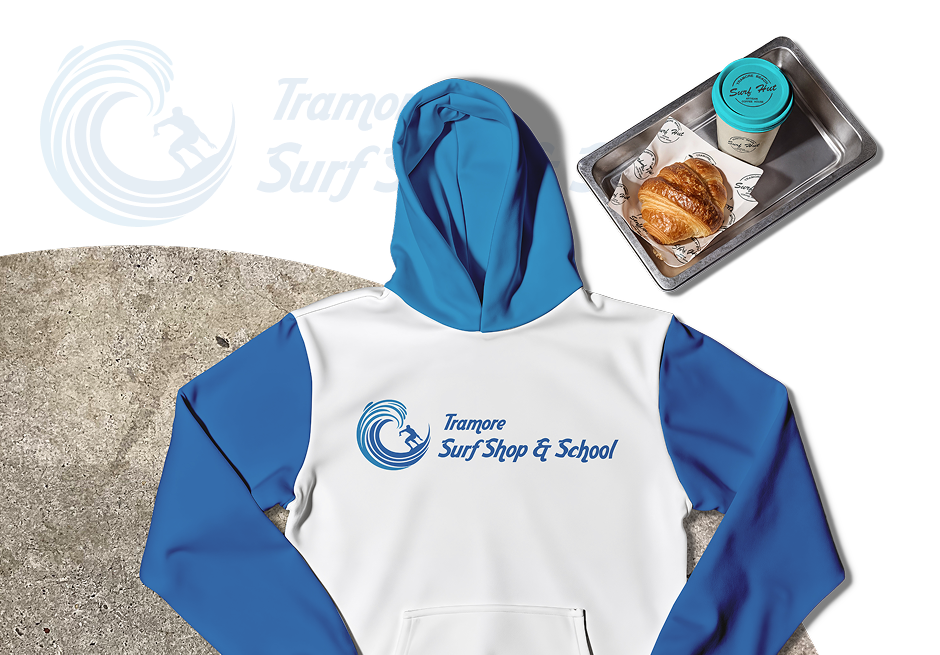 Logo design applied to a branded hoodie
