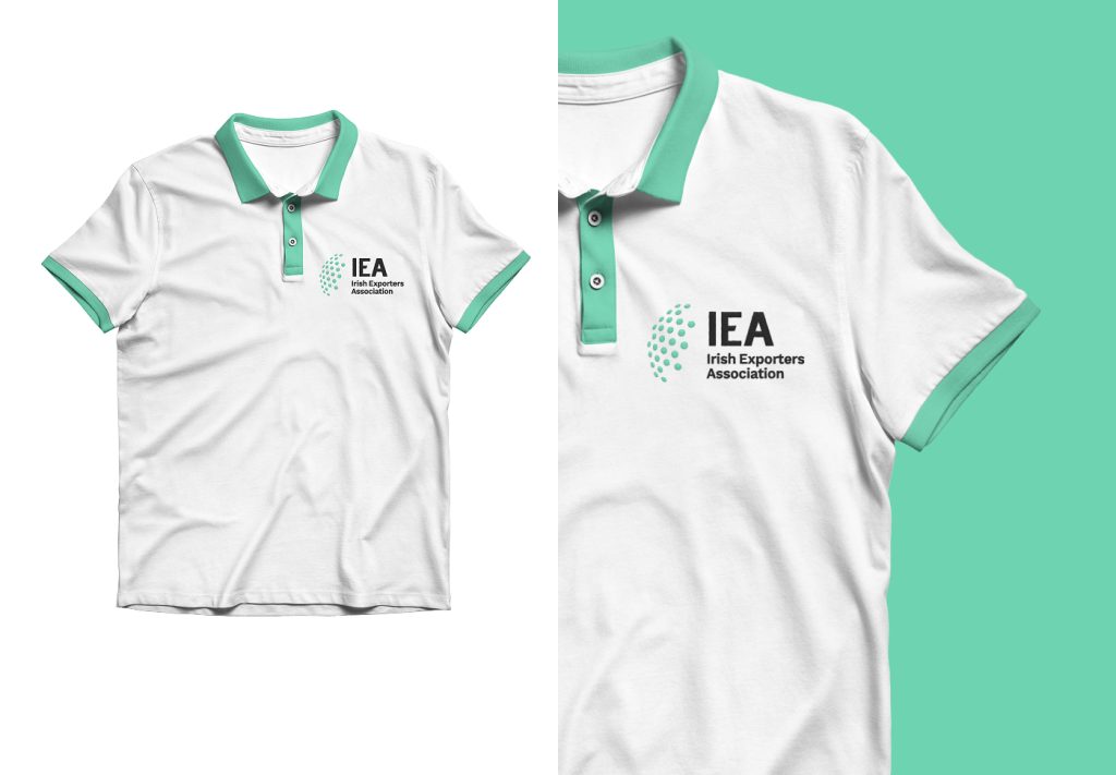 IEA logo embroidered on branded polo shirts
