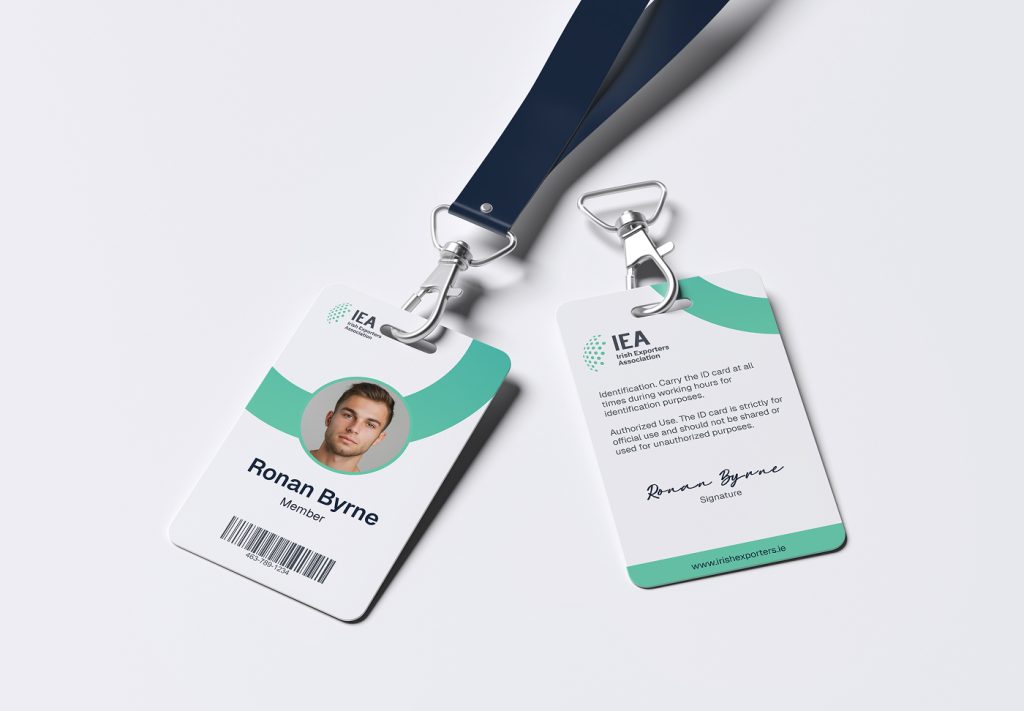 IEA branded staff ID badge and lanyard