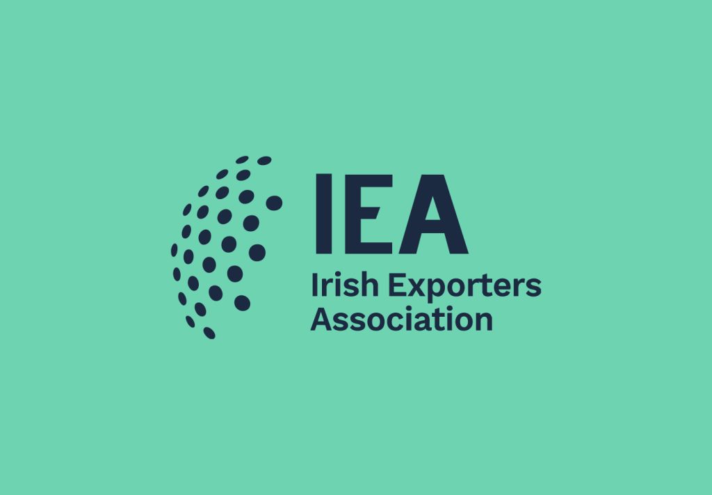 IEA logo, dark navy on mint green